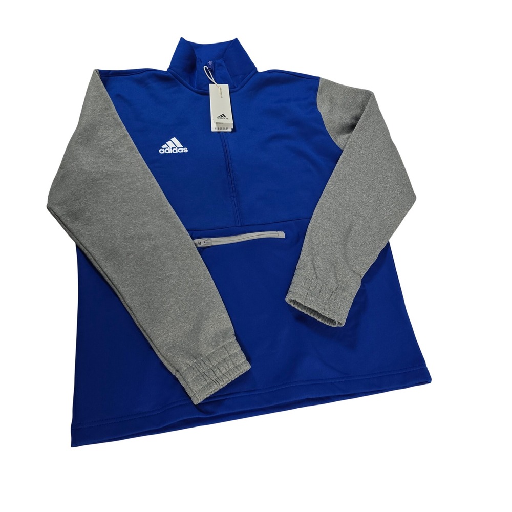 Adidas AEROREADY Men's Blue Grey 1/4 Zip Pullover Athletic Jacket L